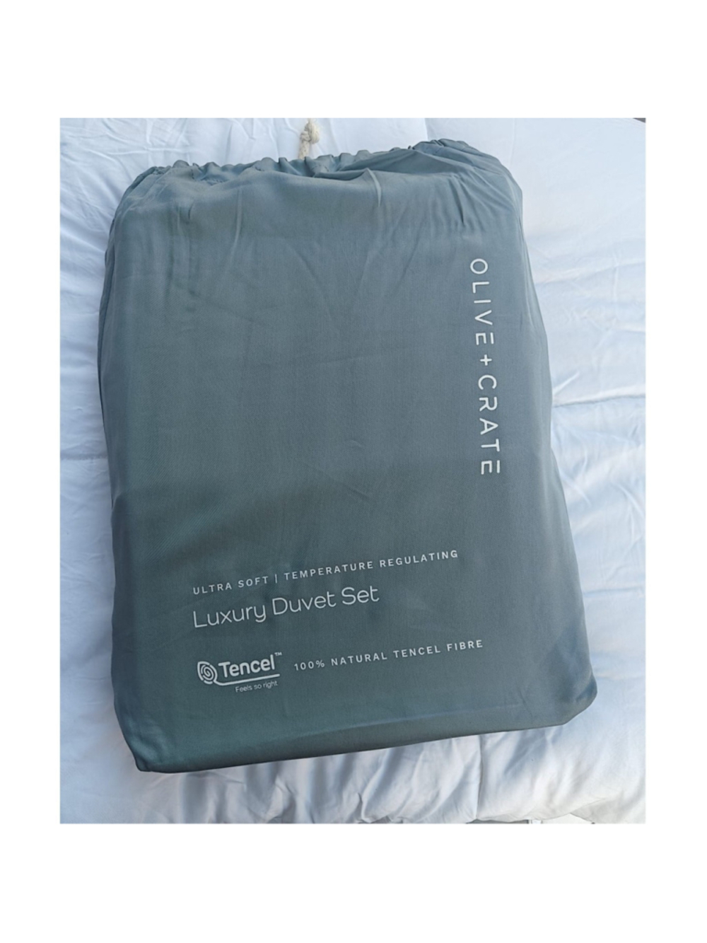 OliveCrate CALI KING Luxury Duvet Cover Set - Basalt Blue TENCEL Soft Bedding
